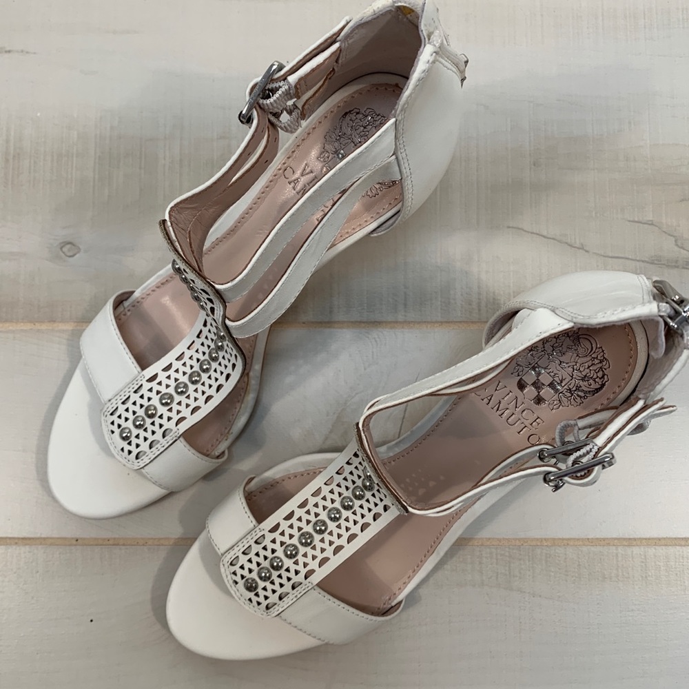 Vince Camuto Mayler Bone Leather Sandals 7 T Strap - Picture 6 of 8
